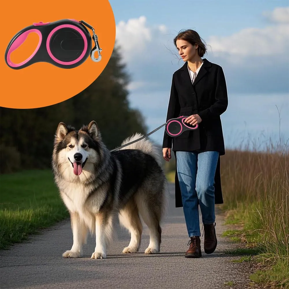 Aomig Guinzaglio per Cani Allungabile, Cani Guinzaglio con Sistema di Guida e Frenata a 360°, Lunghezza Estensibile 8 m(Fino a 50 kg), Guinzaglio Flessibile per Addestramento e Passeggiate Rosso - immagine 7