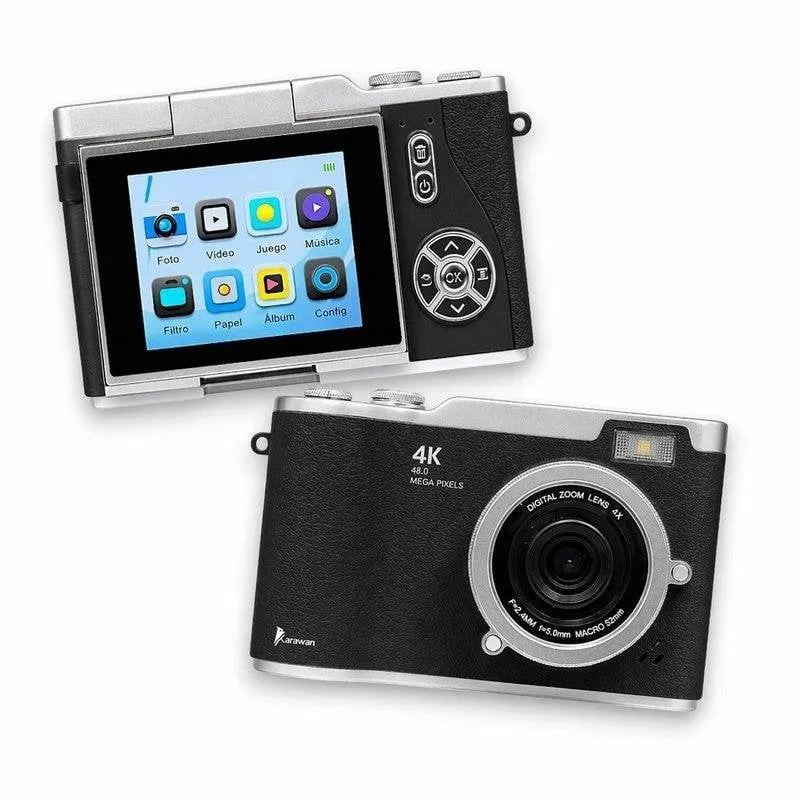 Fotocamera Compatta Karawan 48MP 4K Autofocus Flash Schermo HD 2.4" Nero - immagine 1