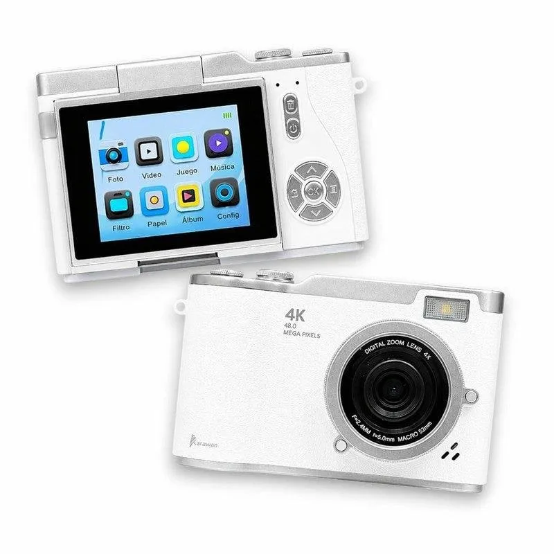Fotocamera Compatta Karawan 48MP 4K Autofocus Flash Schermo HD 2.4" Bianco - immagine 1