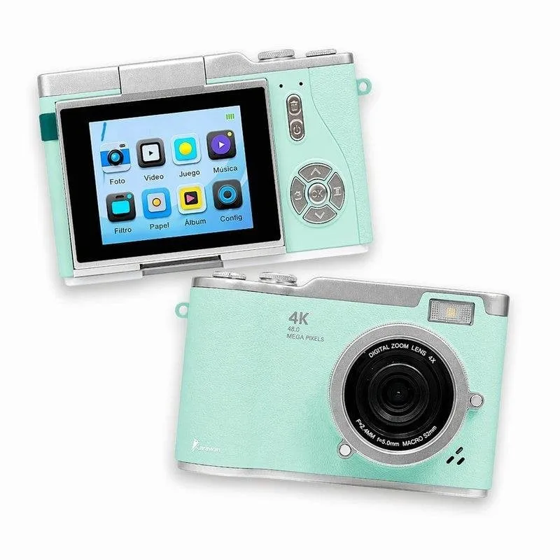 Fotocamera Compatta Karawan 48MP 4K Autofocus Flash Schermo HD 2.4" Verde - immagine 1