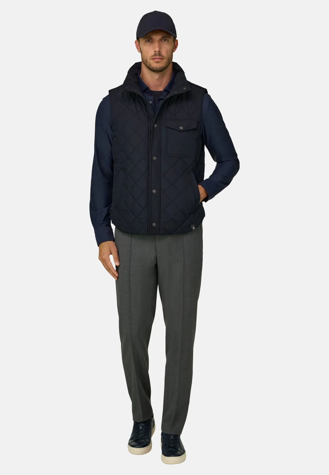 Boggi, Gilet Imbottito In Tessuto Tecnico, Uomo, Navy, Taglia: L - immagine 2