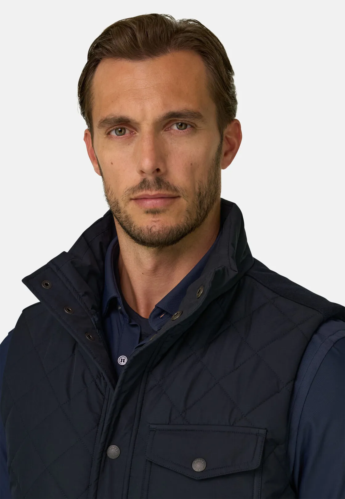 Boggi, Gilet Imbottito In Tessuto Tecnico, Uomo, Navy, Taglia: L - immagine 3