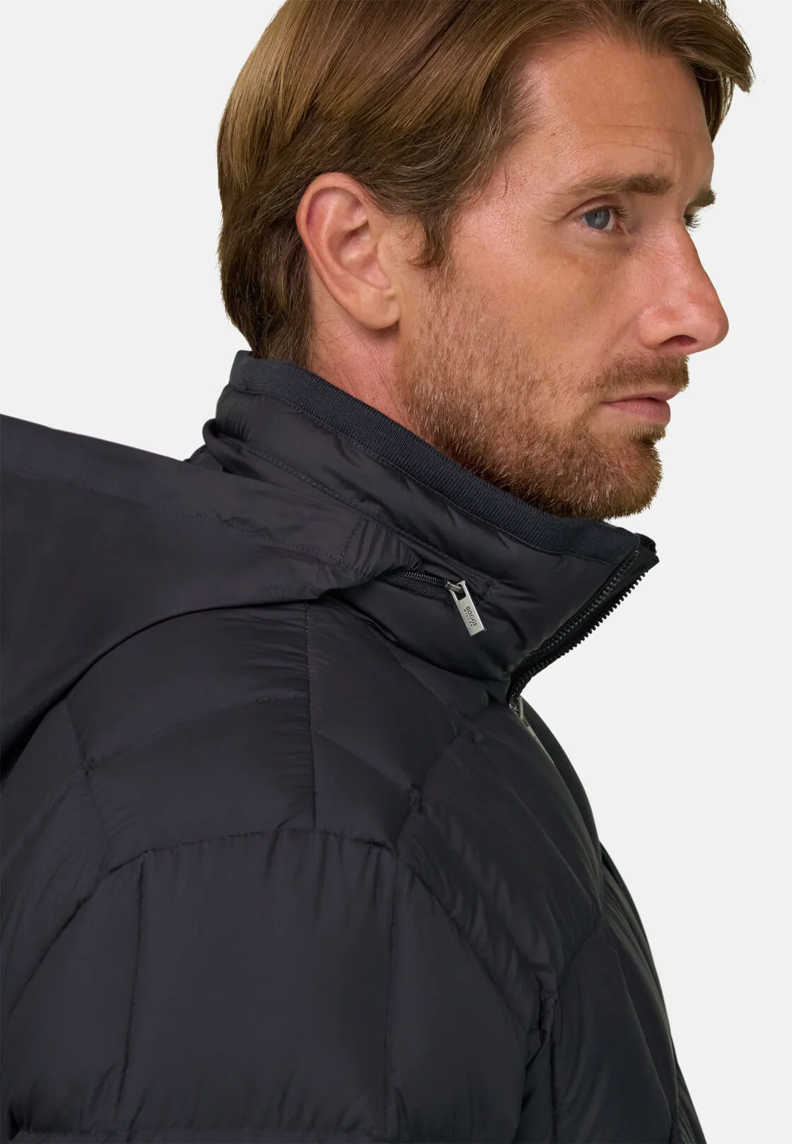Boggi, Bomber In Nylon Imbottito In Piuma D'oca, Uomo, Navy, Taglia: S - immagine 5
