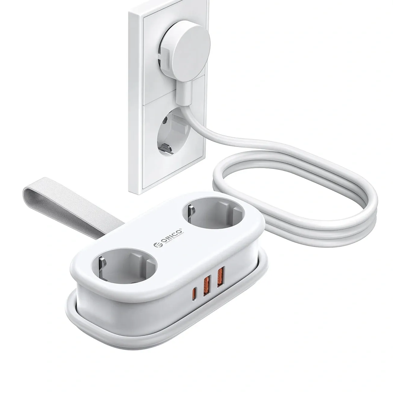 Prolunga Orico APP, 2 x Schuko - 2 x USB-A - 1 x USB-C, Bianco - immagine 1