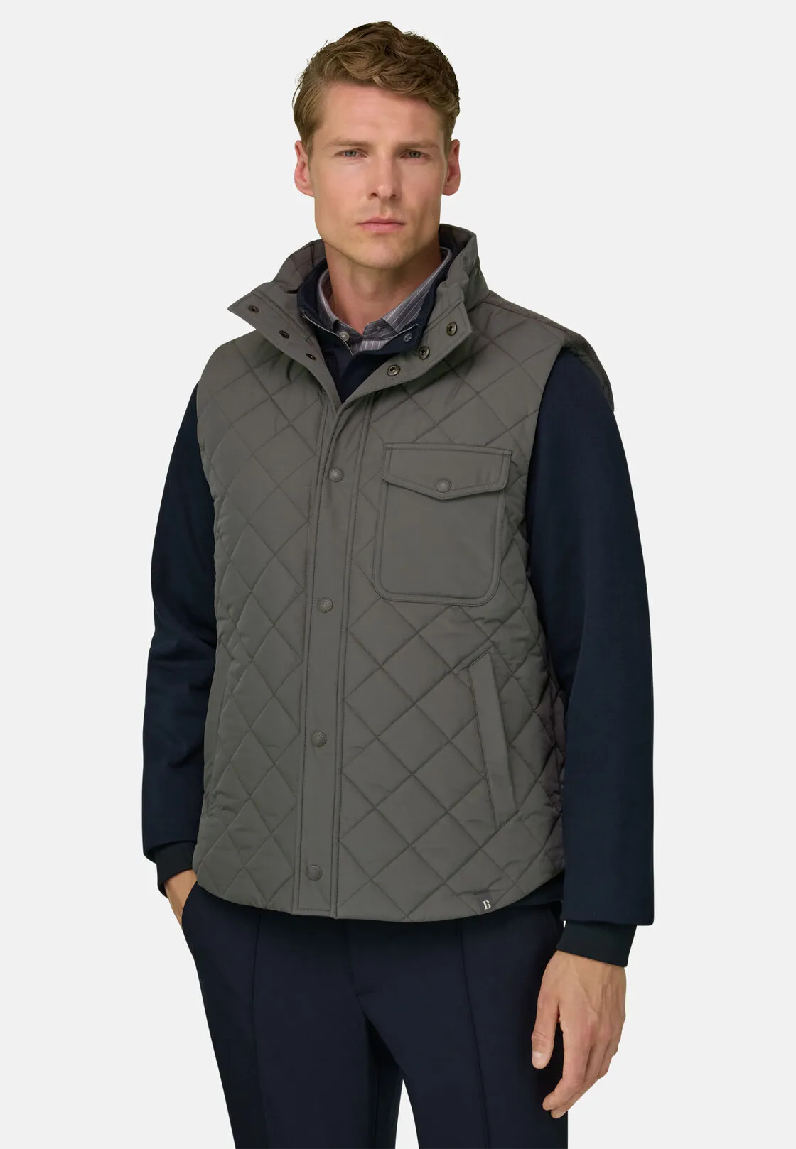 Boggi, Gilet Imbottito In Tessuto Tecnico, Uomo, Militare, Taglia: S - immagine 1