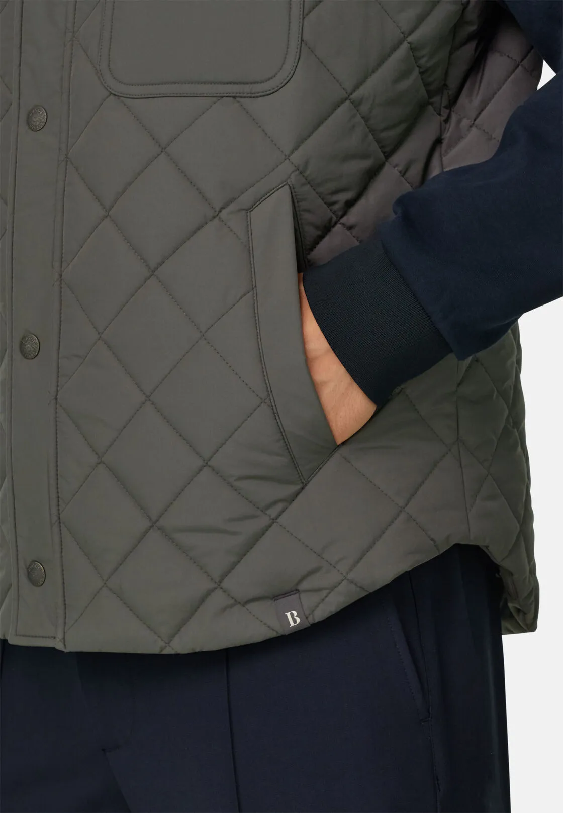 Boggi, Gilet Imbottito In Tessuto Tecnico, Uomo, Militare, Taglia: XL - immagine 5
