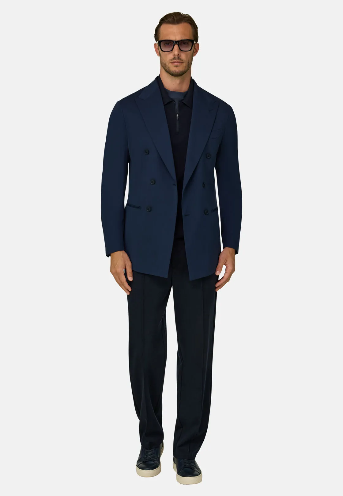 Boggi, Giacca Doppio Petto Strutturata In Nylon Elasticizzato B Tech, Uomo, Navy, Taglia: 46 - immagine 2