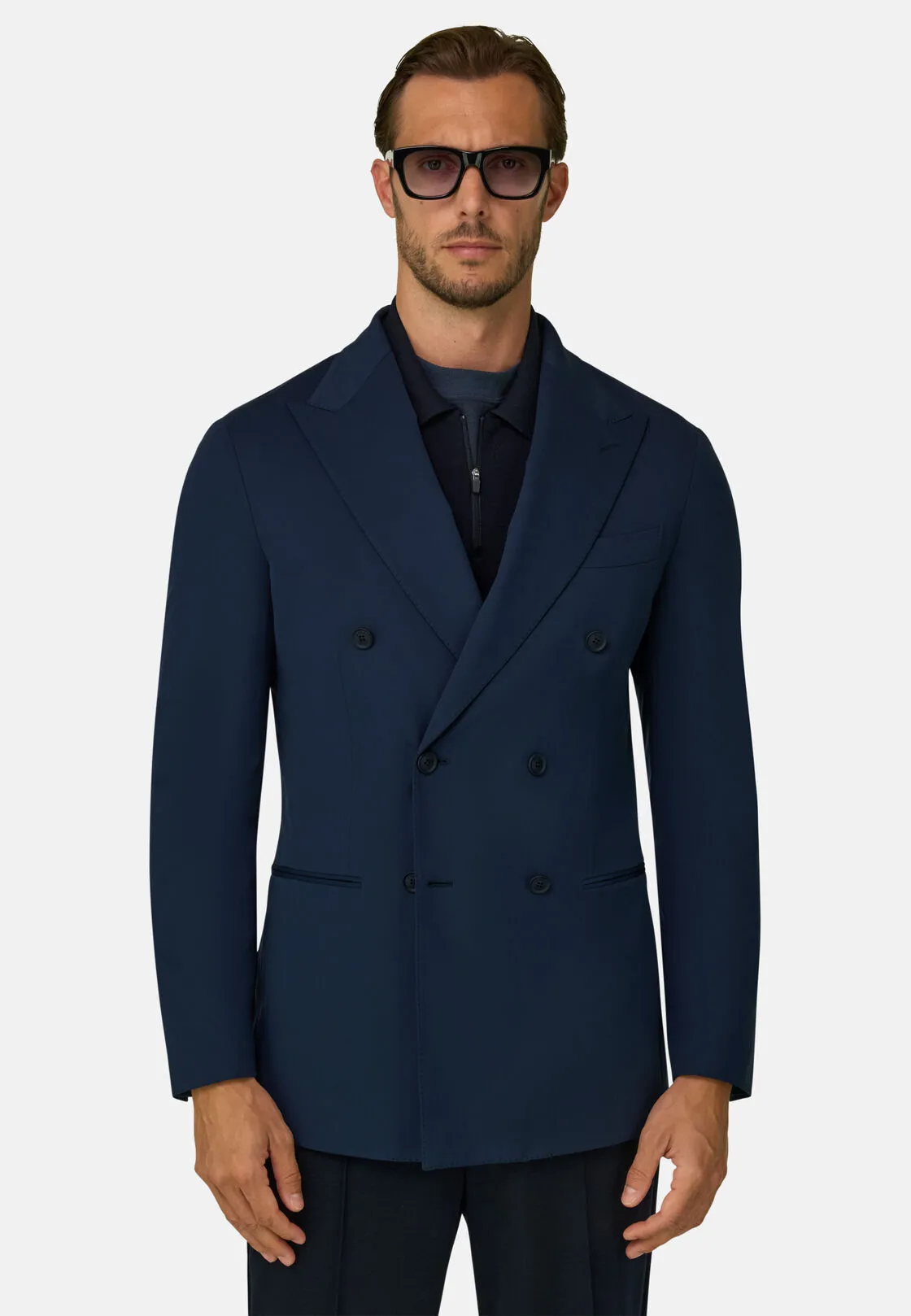 Boggi, Giacca Doppio Petto Strutturata In Nylon Elasticizzato B Tech, Uomo, Navy, Taglia: 48 - immagine 1
