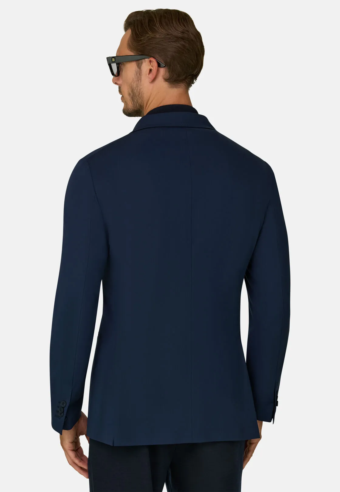 Boggi, Giacca Doppio Petto Strutturata In Nylon Elasticizzato B Tech, Uomo, Navy, Taglia: 56 - immagine 4