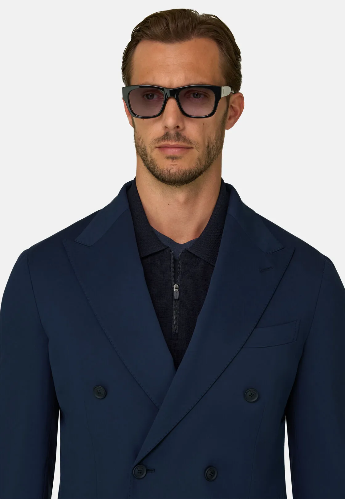 Boggi, Giacca Doppio Petto Strutturata In Nylon Elasticizzato B Tech, Uomo, Navy, Taglia: 58 - immagine 3