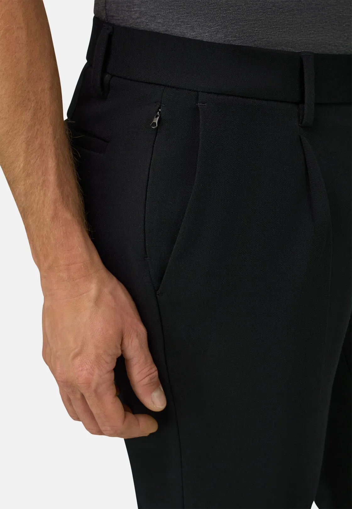 Boggi, Pantaloni In Lana Tecnica B Tech, Uomo, Nero, Taglia: 46 - immagine 3