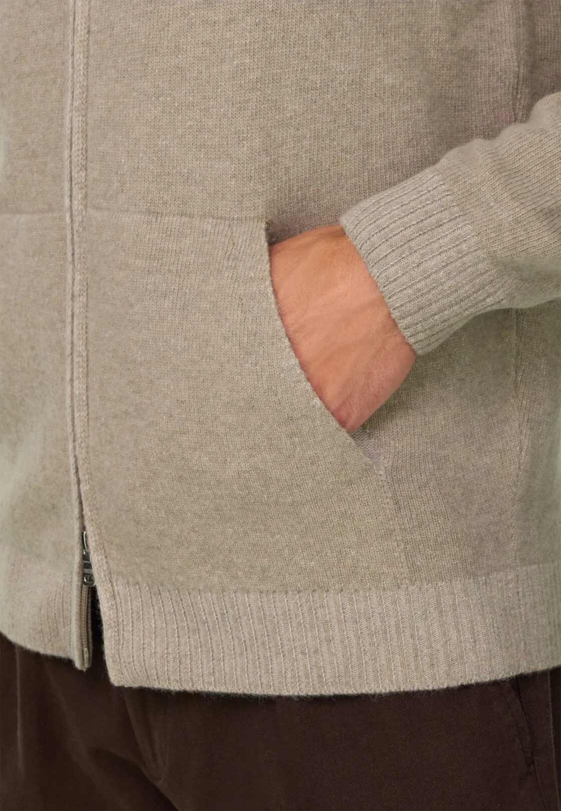 Boggi, Lupetto Full Zip In Misto Cashmere Vanisé, Uomo, Beige, Taglia: XXXL - immagine 3