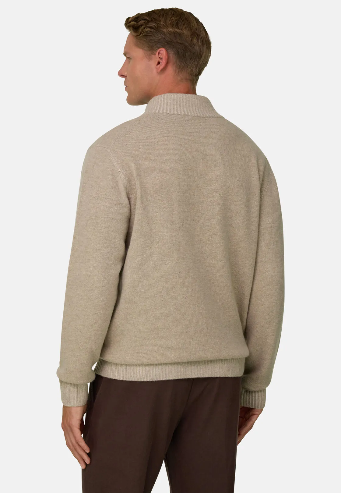 Boggi, Lupetto Full Zip In Misto Cashmere Vanisé, Uomo, Beige, Taglia: M - immagine 4
