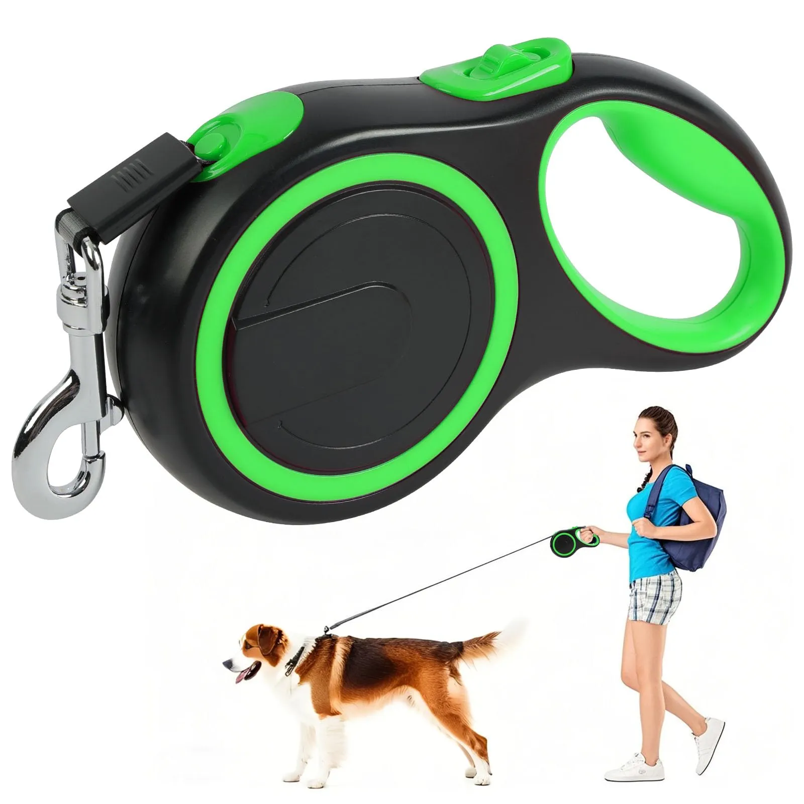 Aomig Guinzaglio per Cani Allungabile, Cani Guinzaglio con Sistema di Guida e Frenata a 360°, Lunghezza Estensibile 8 m(Fino a 50 kg), Guinzaglio Flessibile per Addestramento e Passeggiate Verde - immagine 1
