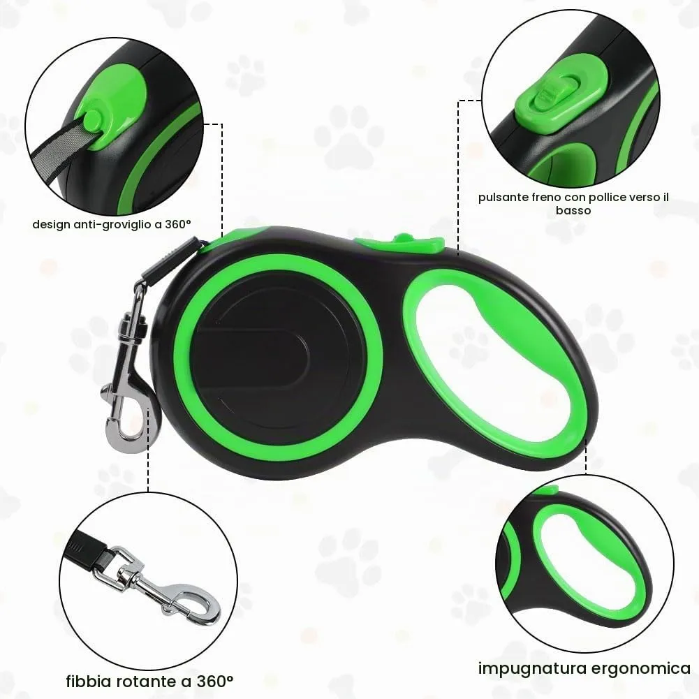 Aomig Guinzaglio per Cani Allungabile, Cani Guinzaglio con Sistema di Guida e Frenata a 360°, Lunghezza Estensibile 8 m(Fino a 50 kg), Guinzaglio Flessibile per Addestramento e Passeggiate Verde - immagine 3
