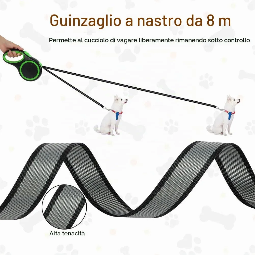 Aomig Guinzaglio per Cani Allungabile, Cani Guinzaglio con Sistema di Guida e Frenata a 360°, Lunghezza Estensibile 8 m(Fino a 50 kg), Guinzaglio Flessibile per Addestramento e Passeggiate Verde - immagine 4