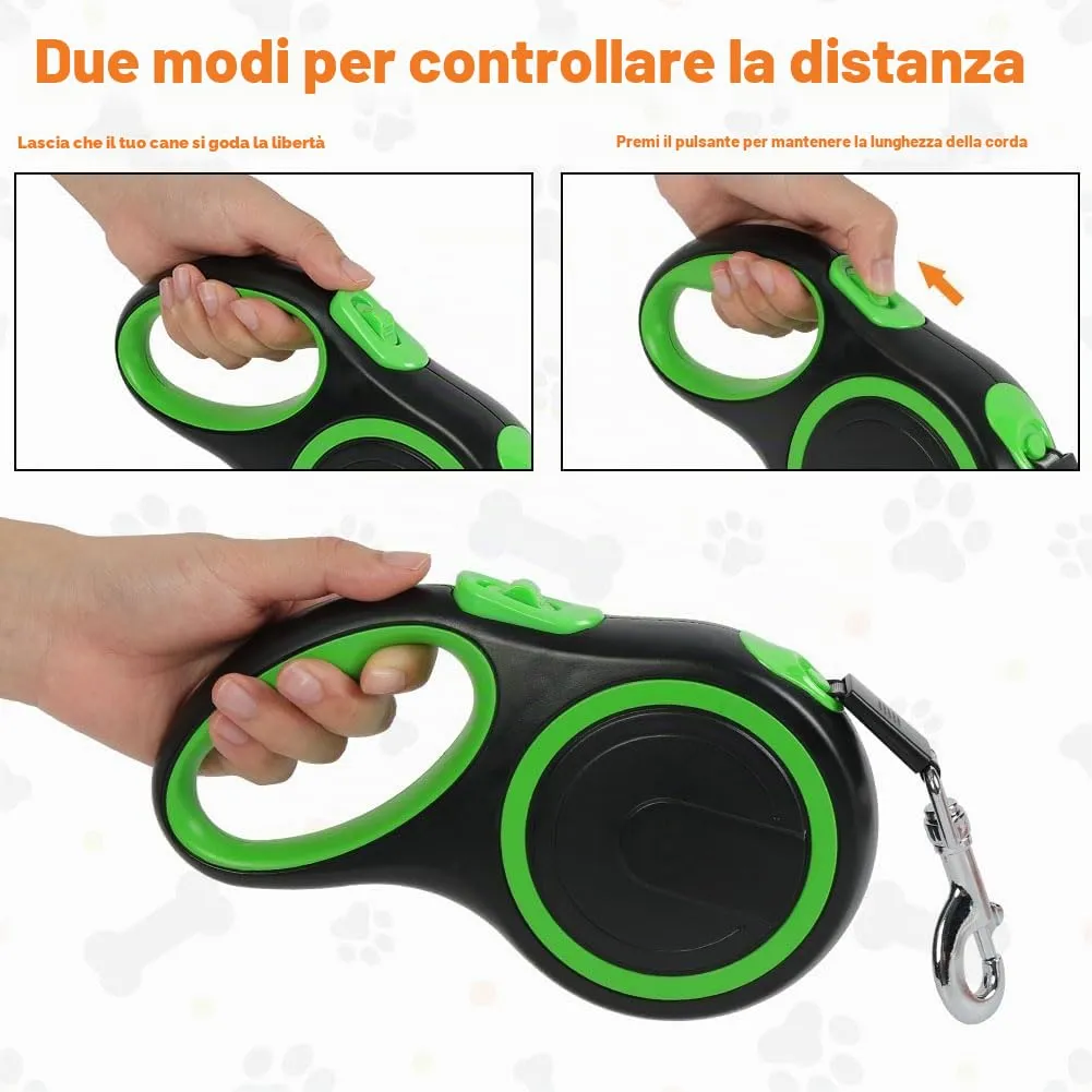 Aomig Guinzaglio per Cani Allungabile, Cani Guinzaglio con Sistema di Guida e Frenata a 360°, Lunghezza Estensibile 8 m(Fino a 50 kg), Guinzaglio Flessibile per Addestramento e Passeggiate Verde - immagine 5