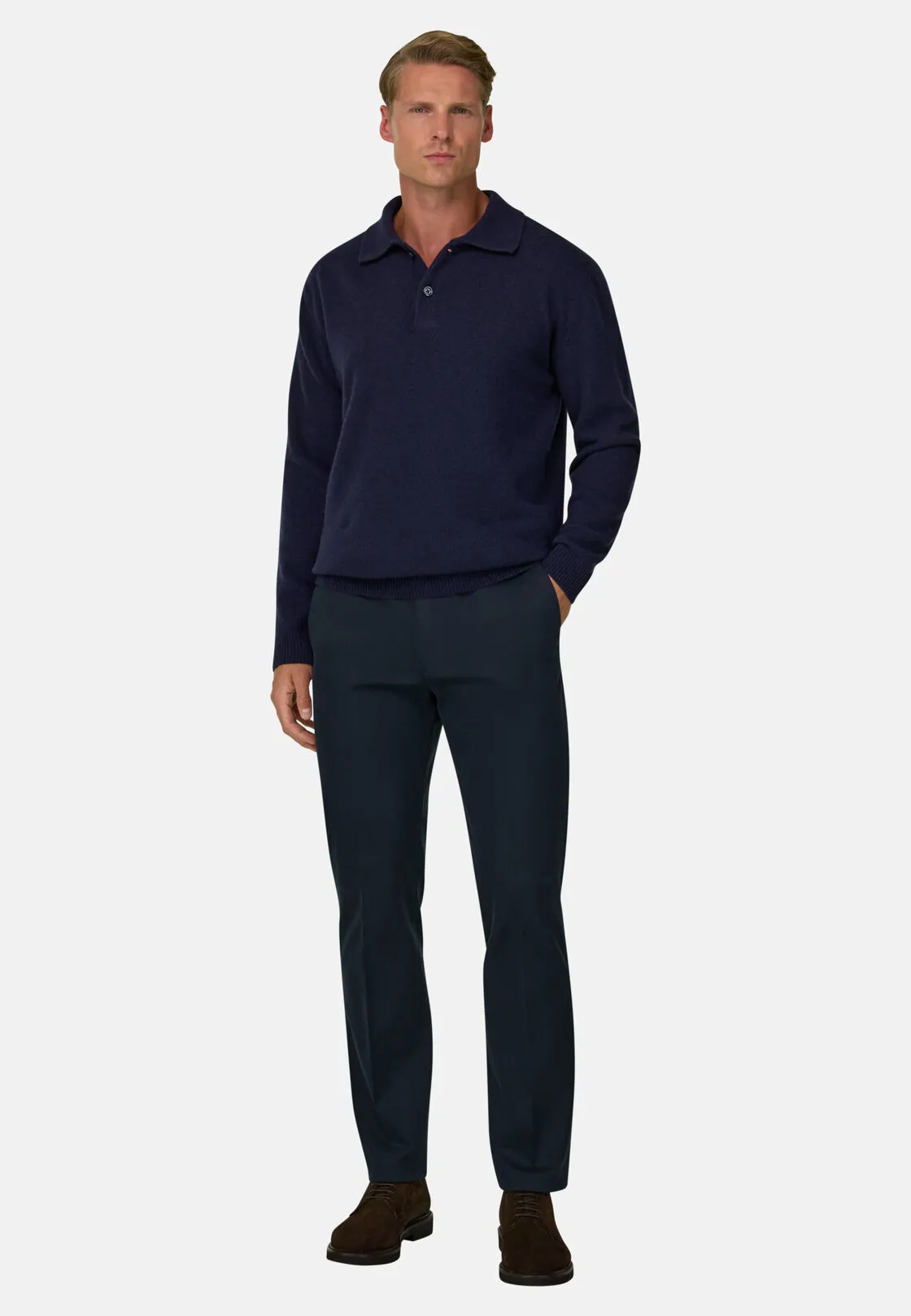 Boggi, Polo Di Maglia In Misto Cashmere, Uomo, Navy, Taglia: L - immagine 2