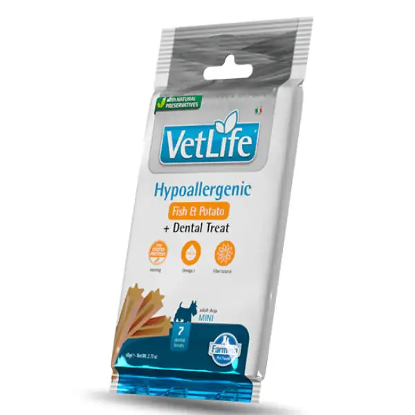 Farmina Vet Life Hypoallergenic snack dentali per cani Adult Mini 60 gr Pesce e patate - immagine 1