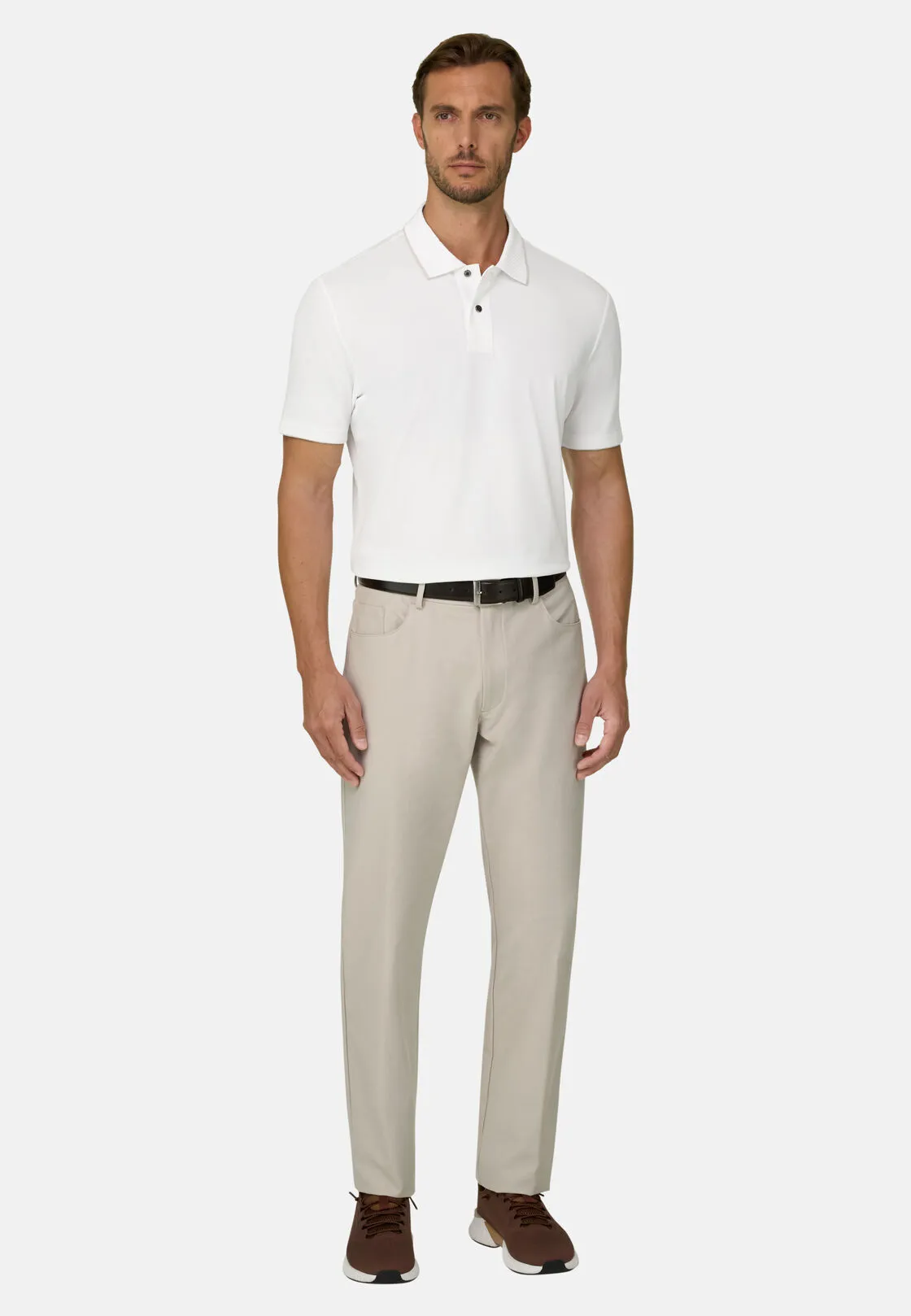 Boggi, Polo In Piqué Misto Cotone Elasticizzato Cool Jade, Uomo, Bianco, Taglia: L - immagine 2