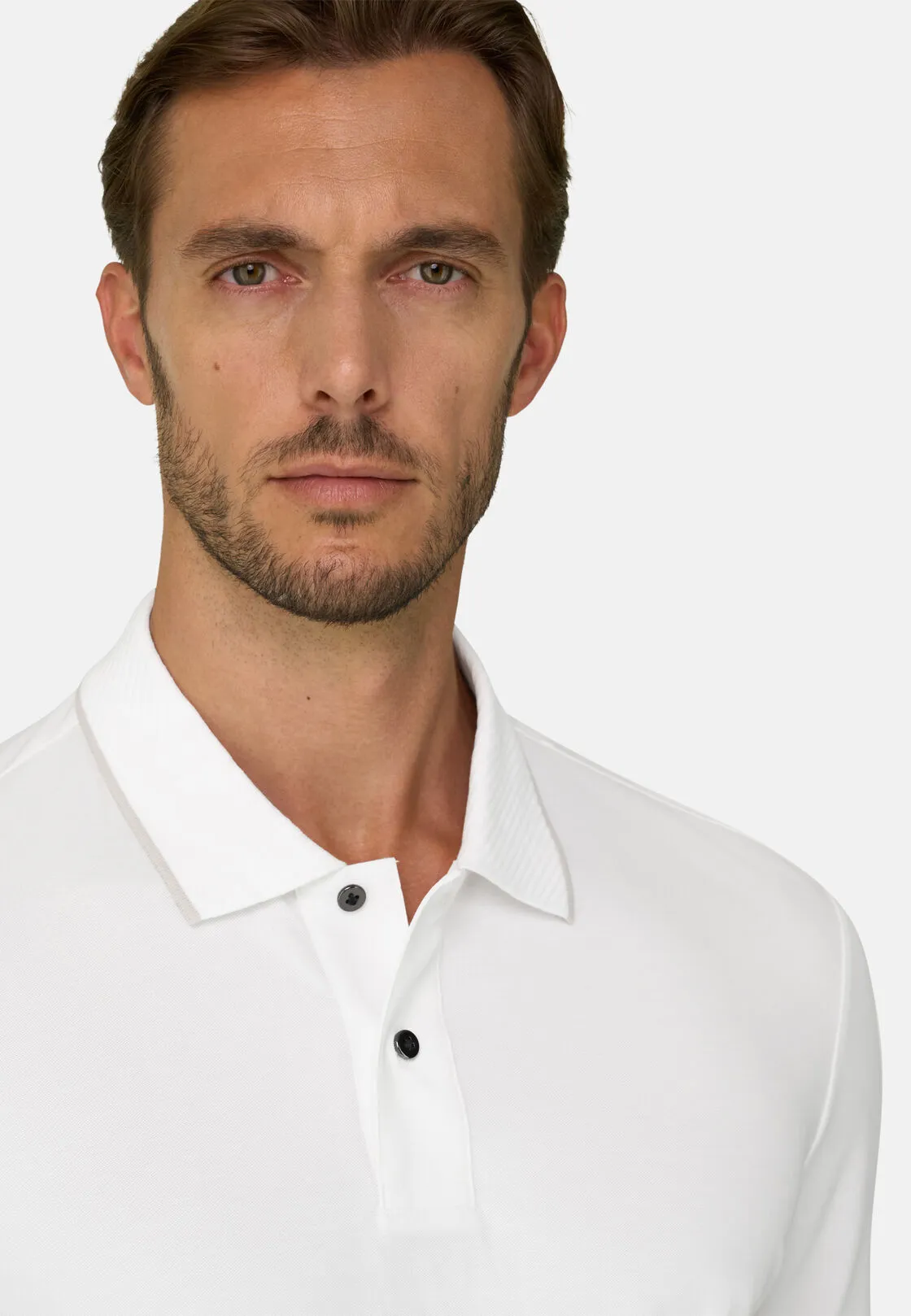 Boggi, Polo In Piqué Misto Cotone Elasticizzato Cool Jade, Uomo, Bianco, Taglia: L - immagine 3