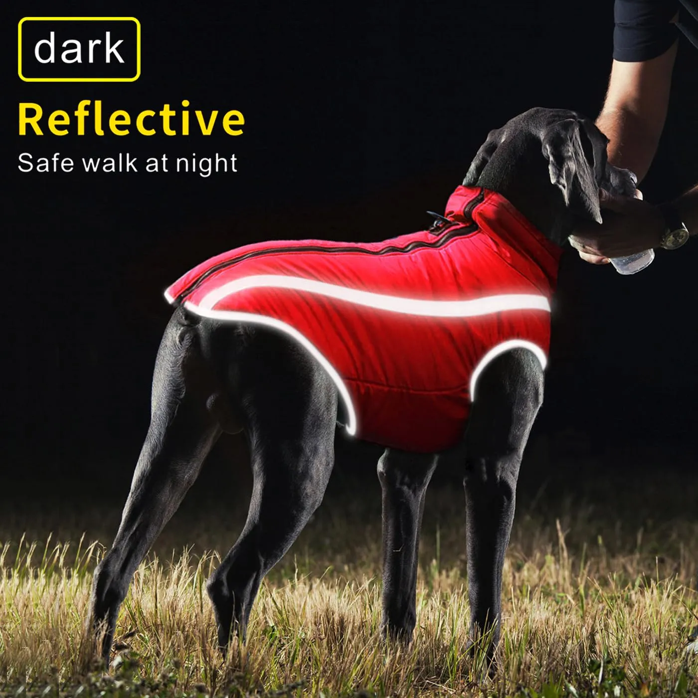 Idepet Cappotto per cani impermeabile Giacca invernale calda, Giacca per cani antivento Abbigliamento per cani Completo per cani di taglia piccola di taglia media con foro per imbracatura XL-6XL - immagine 5