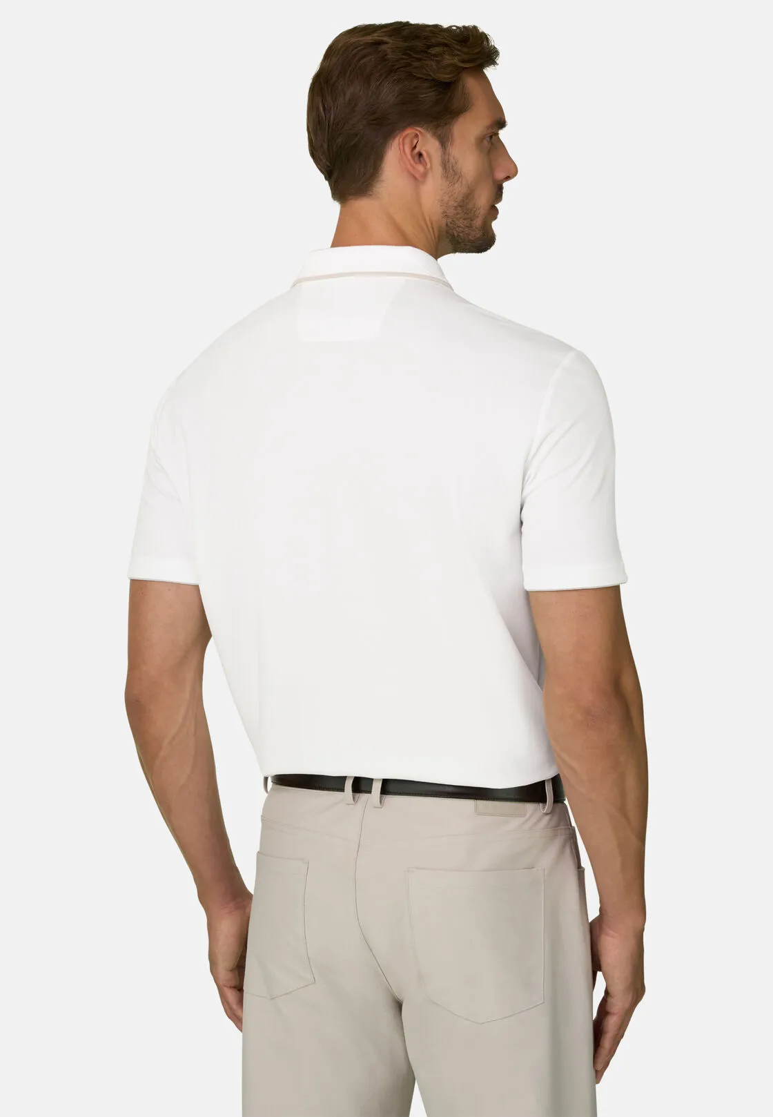 Boggi, Polo In Piqué Misto Cotone Elasticizzato Cool Jade, Uomo, Bianco, Taglia: S - immagine 4