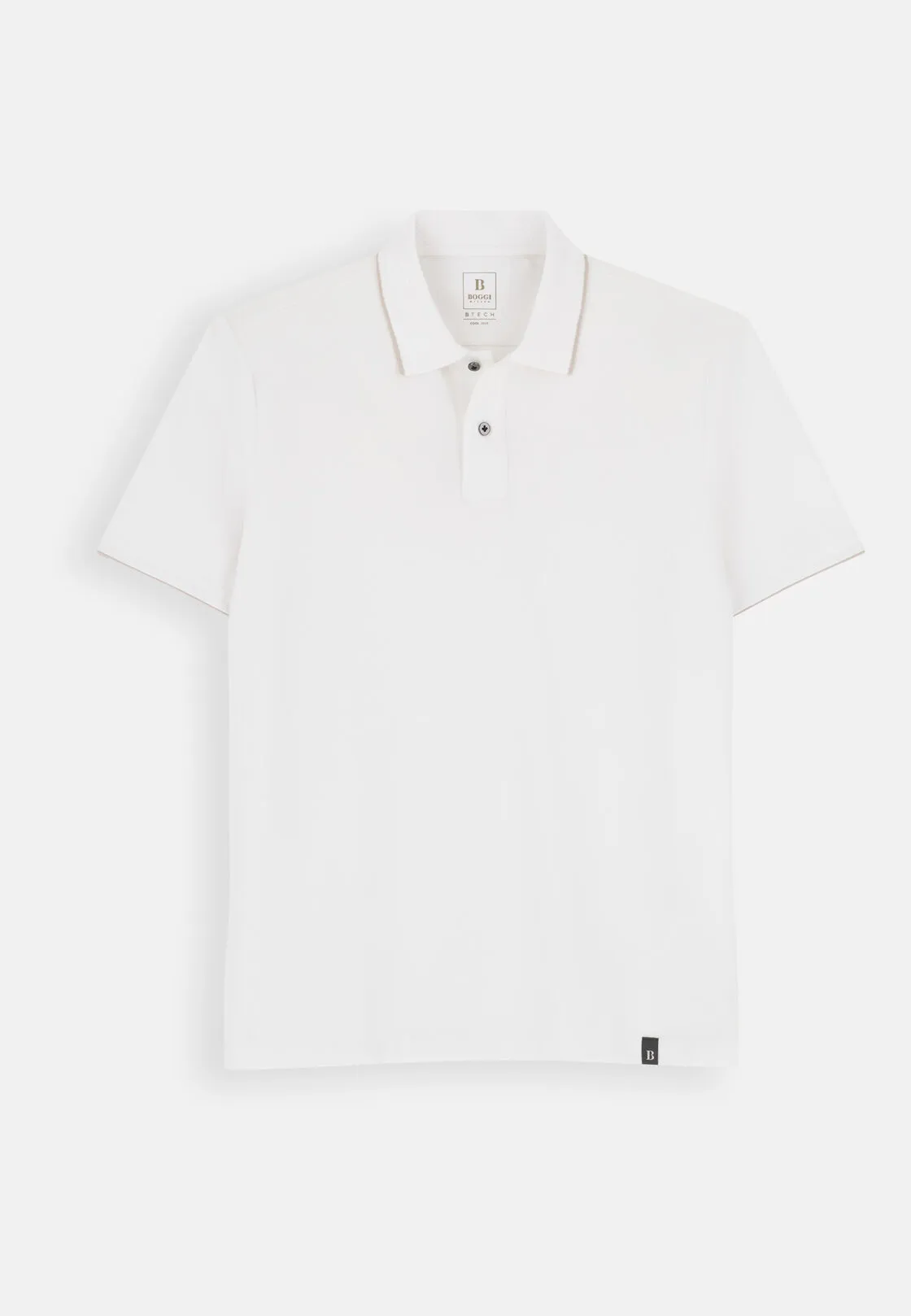 Boggi, Polo In Piqué Misto Cotone Elasticizzato Cool Jade, Uomo, Bianco, Taglia: S - immagine 5