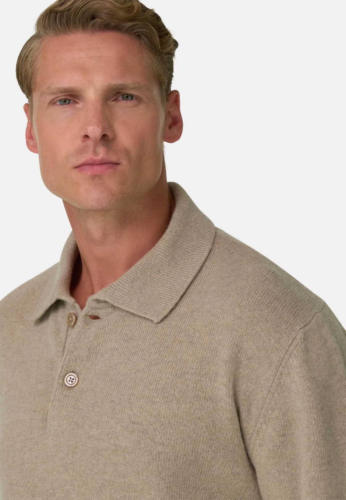Boggi, Polo Di Maglia In Misto Cashmere, Uomo, Beige, Taglia: M - immagine 3