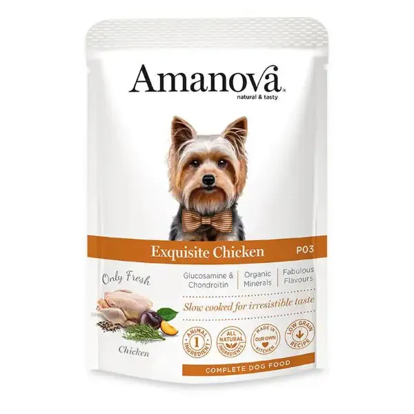 Amanova Dog Adult Umido Grain Free 100 gr Pollo fresco - confezione da 12 pezzi - Cibo umido per cani - immagine 1