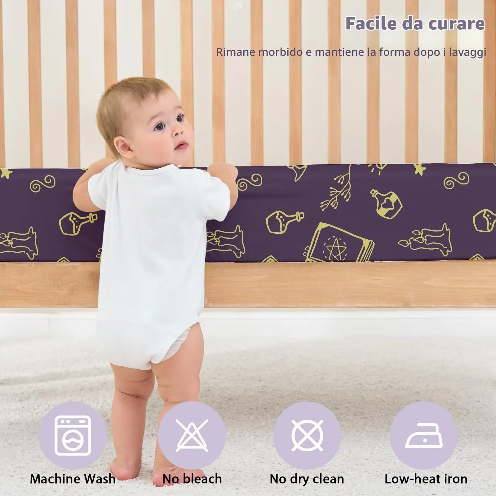 Fiemol Lenzuola Lettino 140x70 cm, Confezione da 3 Coprimaterassi per Lettino Neonato, Lenzuola con Angoli Elasticizzate in Microfibra Ultra Morbida e Setosa, Fata Magica Viola - immagine 7