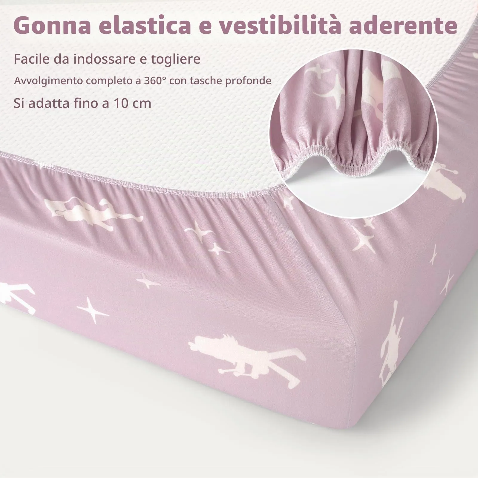 Fiemol Lenzuola Culla Next to Me 83x50cm, Confezione da 3 Coprimaterassi per Culla Neonato, Lenzuola con Angoli Elasticizzate in Microfibra Ultra Morbida e Setosa, Ballerina Rosa - immagine 5