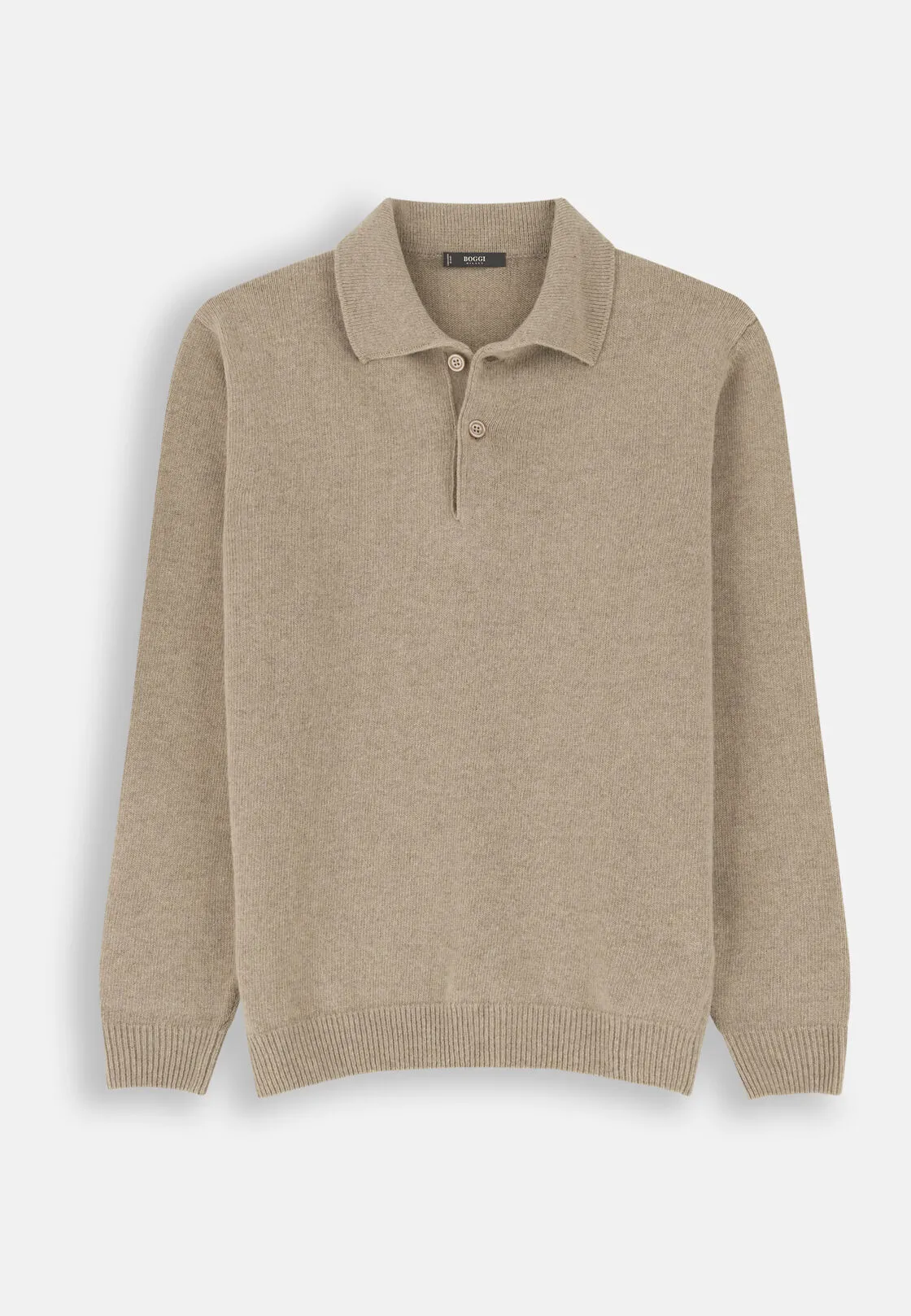 Boggi, Polo Di Maglia In Misto Cashmere, Uomo, Beige, Taglia: S - immagine 5