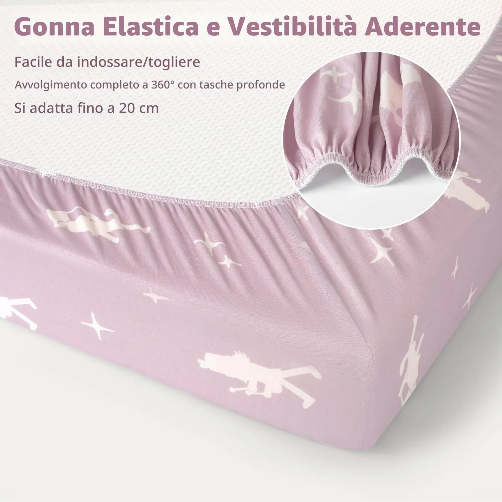 Fiemol Lenzuola Lettino 140x70 cm, Confezione da 3 Coprimaterassi per Lettino Neonato, Lenzuola con Angoli Elasticizzate in Microfibra Ultra Morbida e Setosa, Ballerina Rosa - immagine 5