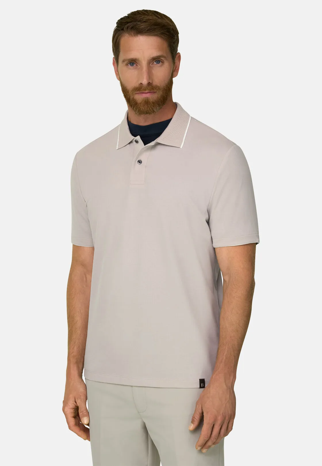 Boggi, Polo In Piqué Misto Cotone Elasticizzato Cool Jade, Uomo, Sabbia, Taglia: L - immagine 1