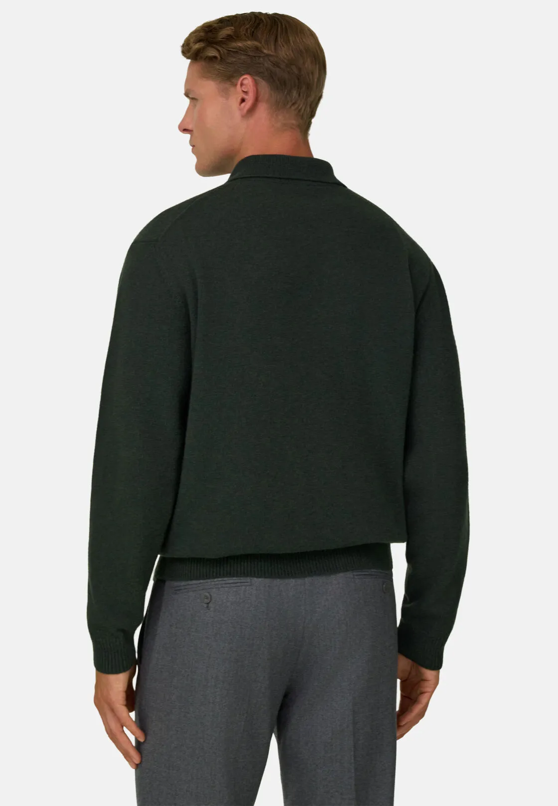 Boggi, Polo Di Maglia In Misto Cashmere, Uomo, Verde, Taglia: S - immagine 4