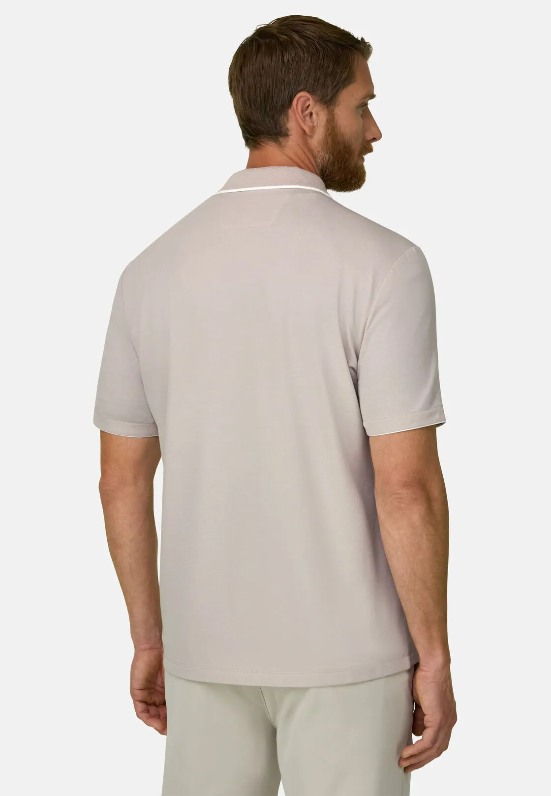 Boggi, Polo In Piqué Misto Cotone Elasticizzato Cool Jade, Uomo, Sabbia, Taglia: M - immagine 4