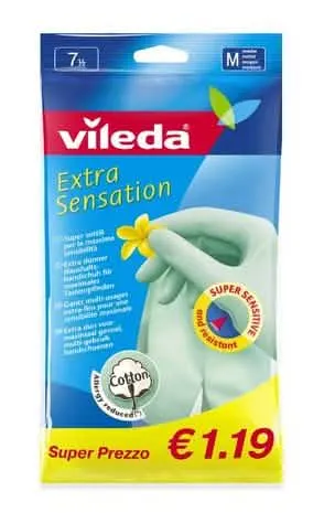 Guanti Vileda Extra Sensitiv Medi per Pulizie Domestiche - immagine 1