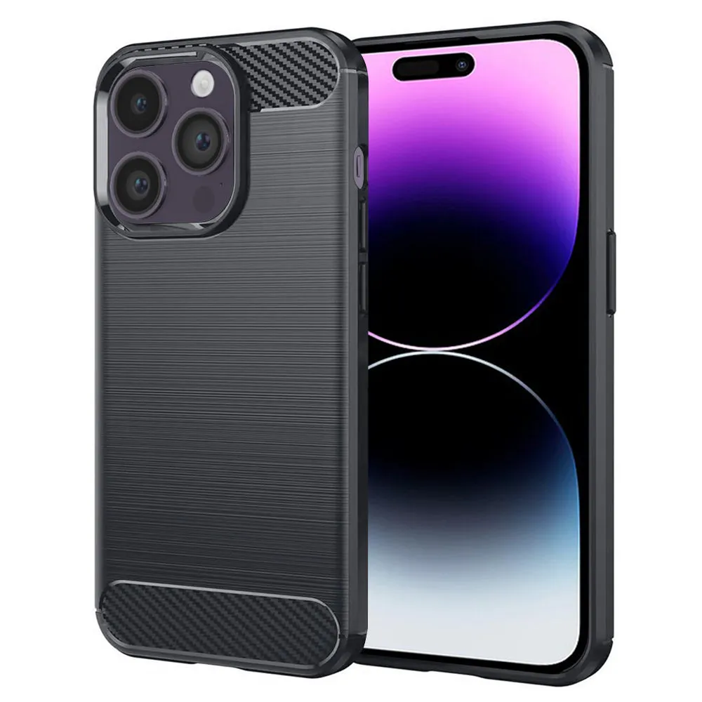 Custodia per Apple iPhone 14 Pro Max, Techsuit, Carbonio, Nera - immagine 1