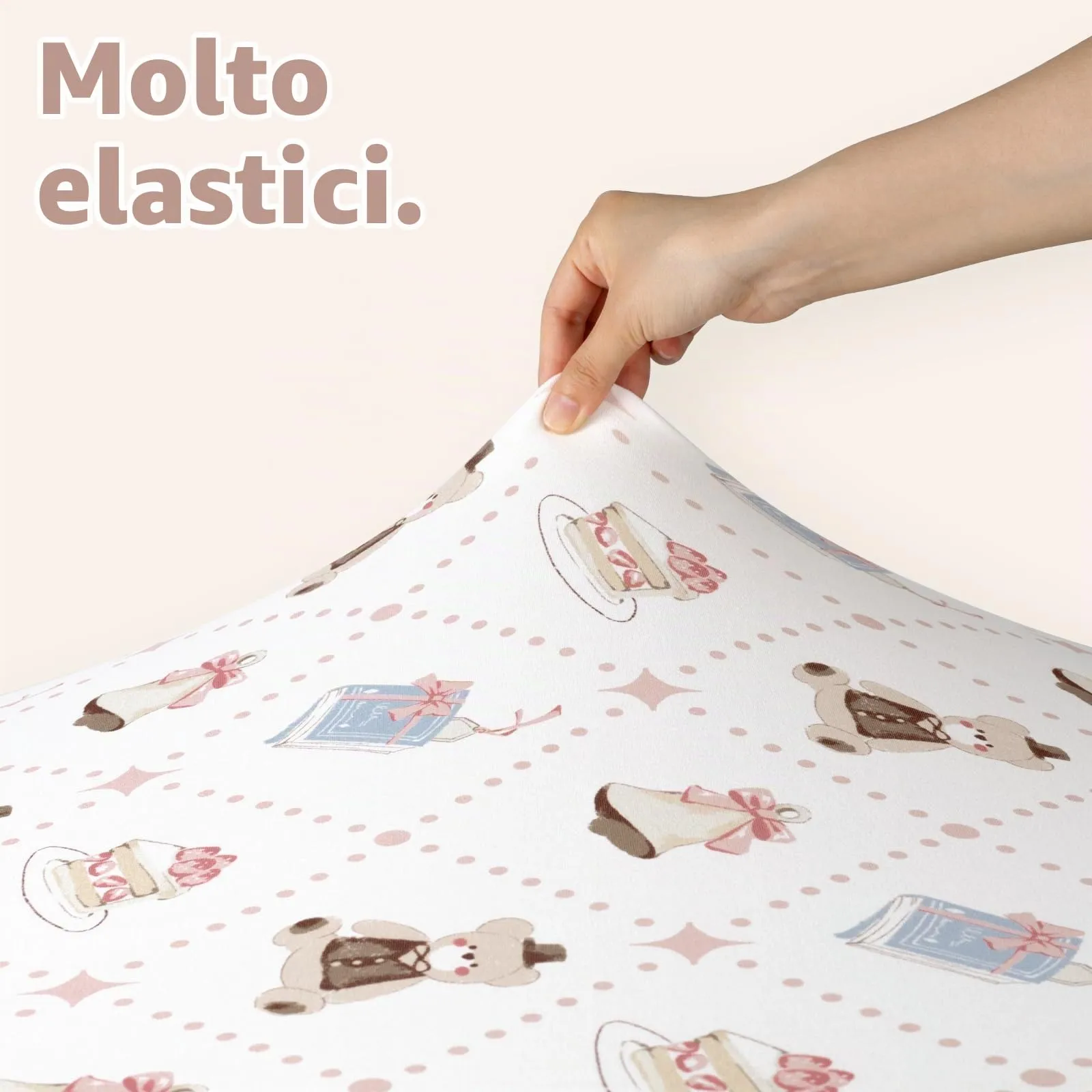 Fiemol Lenzuola Culla Next to Me 83x50cm, Confezione da 3 Coprimaterassi per Culla Neonato, Lenzuola con Angoli Elasticizzate in Microfibra Ultra Morbida e Setosa, Orso Rosa - immagine 4