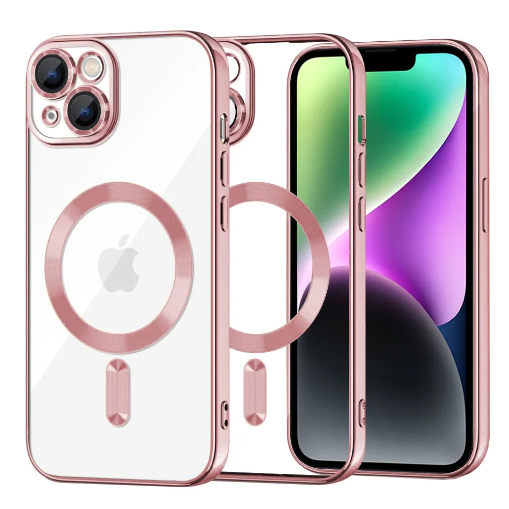 Custodia MagSafe per Apple iPhone 14, Techsuit, Luxury Crystal, Rosa - immagine 1