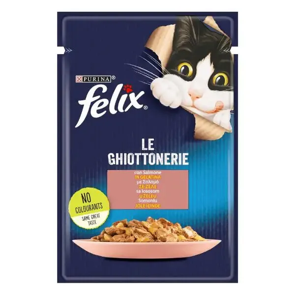 Purina Felix Le Ghiottonerie 85 gr Salmone - confezione da 26 pezzi - Cibo umido per gatti - immagine 1