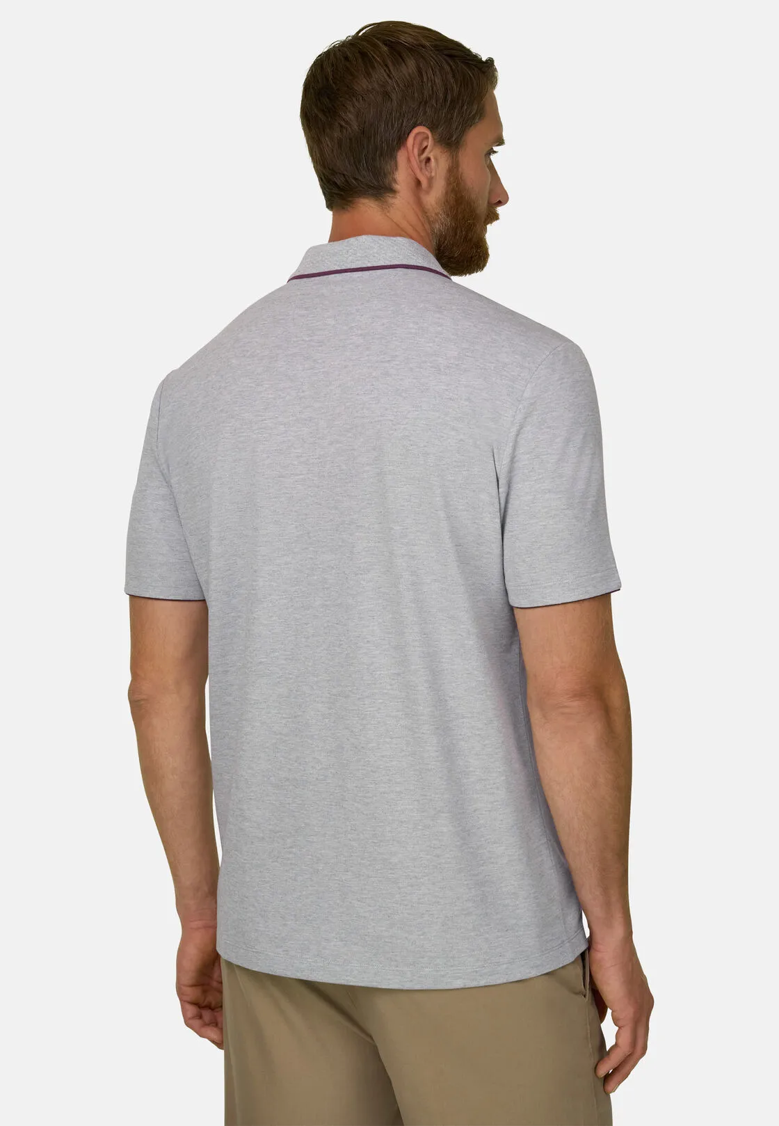 Boggi, Polo In Piqué Misto Cotone Elasticizzato Cool Jade, Uomo, Grigio, Taglia: XXL - immagine 4