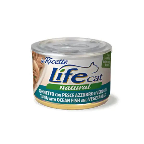Life Cat Natural Le Ricette 150 gr Tonnetto con pesce azzurro e verdure - confezione da 6 pezzi - Cibo umido per gatti - immagine 1