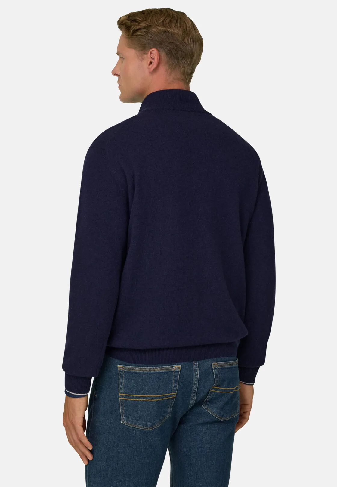 Boggi, Maglia Mezza Zip In Misto Cashmere, Uomo, Navy, Taglia: XXL - immagine 4