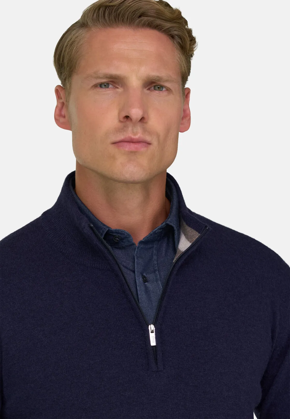 Boggi, Maglia Mezza Zip In Misto Cashmere, Uomo, Navy, Taglia: XXXL - immagine 3