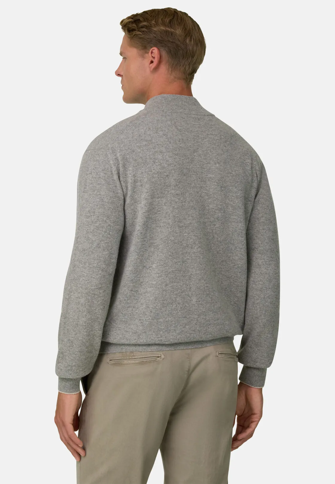 Boggi, Maglia Mezza Zip In Misto Cashmere, Uomo, Grigio, Taglia: L - immagine 4