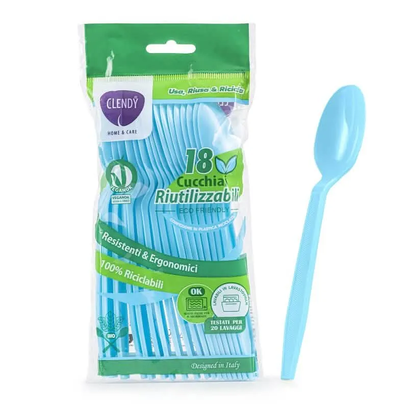 Cucchiai Riutilizzabili Azzurri Clendy - 18 Pezzi - immagine 1