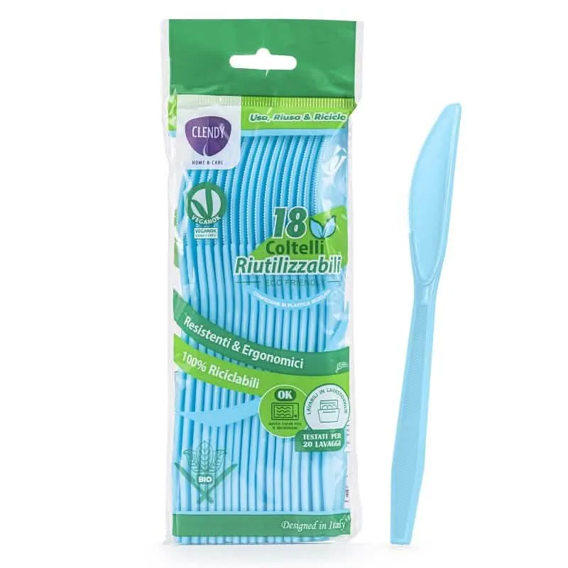 Set di Coltelli Riutilizzabili Clendy - 18 Pezzi Azzurri - immagine 1