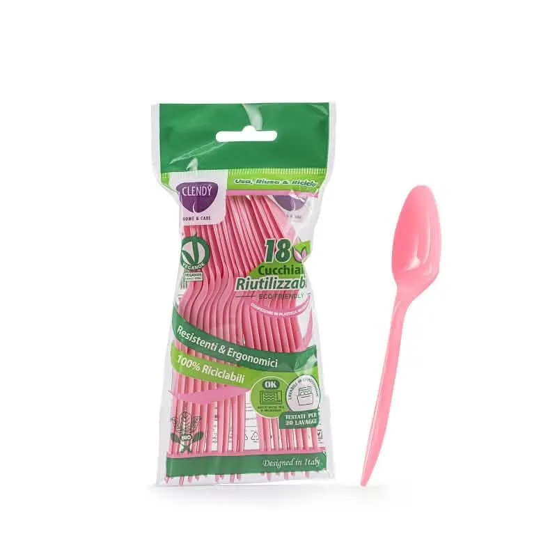 Set di 18 Cucchiaini Riutilizzabili Rosa Clendy per la Casa - immagine 1